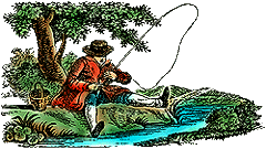 Cartoon of man fishing